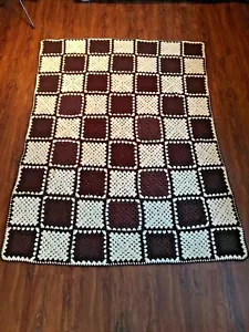 Ganchillo a Mano "Granny Square Afghan" Marrón y Crema Invierno Granny Core 65 X 49 - Imagen 1 de 9