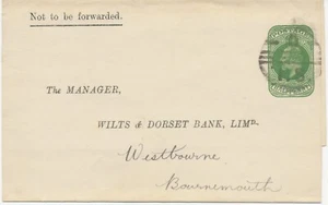 GB 190?, EVII 1/2d verde estampado a pedido envoltorio (WS11, Wilts & Dorset Bank Ltd. - Imagen 1 de 3