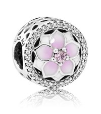 Authentic Pandora Silver Magnolia Bloom Enamel CZ Bead SPRING 2017 792085PCZ