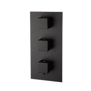 4-Way Thermostatic Shower Diverter Black Wall Mount Mixer Control Valve 3 Knobs - Picture 1 of 7