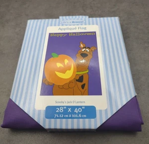 VTG Brand New Scooby Doo Halloween Jack O'Lantern 28" x 40" Applique Porch Flag - Bild 1 von 4