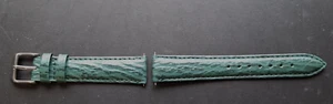 Bracelet de montre cuir vert requin véritable doublé vachette étanche 18 mm - Picture 1 of 4