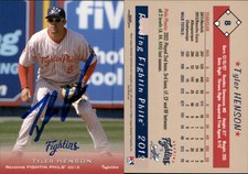Tyler Henson Signed 2013 Grandstand Reading Fightin Phils #NNO Card Auto AU