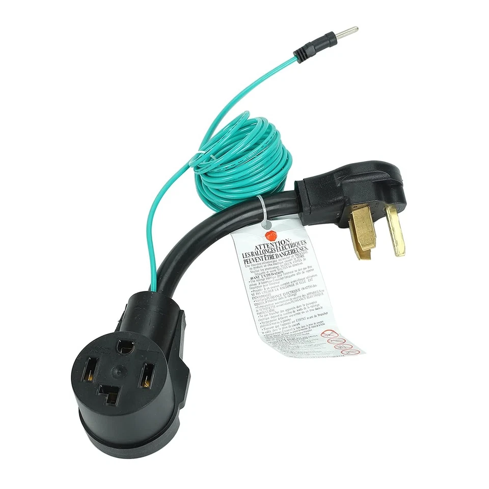 30A w/Green Ground 12" Safety Dryer Plug Adapter Cord Wire NEMA 10-30P to 14-30R - Image 1 of 4