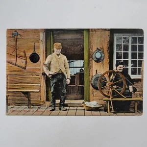 Spinning Wool At Murray Bay Canada Scene Vintage Postcard Malbaie River Porch - Picture 1 of 7
