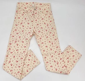 H&M Pants Womens 8 Beige Floral Straight leg Mid rise Stretch Casual - Picture 1 of 8