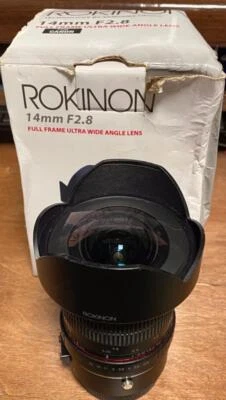 LENTE ULTRA GRAN ANGULAR ROKINON 14mm F2.8 ED AS IF UMC FULL FRAME PARA CANON-USADO. Foto 1 de 4