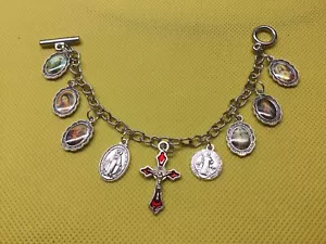 Catholic Charm Bracelet (red Crucifix) - Picture 1 of 1