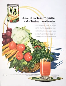 PRINT AD V8 Vegetable Cocktail Juice 1945 10.5x13 Tastiest Combination - Imagen 1 de 1