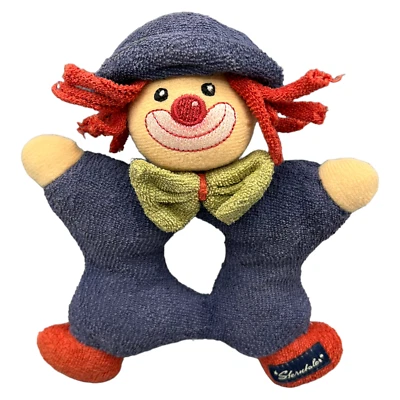 Sterntaler Clown Harlekin Rassel Greifling Plüsch 15cm Blau Rot Vintage Retro - Bild 1 von 4