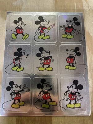 Pegatinas vintage de papel de plata de Mickey Mouse de Disney NUEVAS Foto 1 de 3