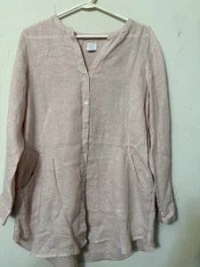 SIGRID OLSEN 100% LEINEN KNOPF TUNIKA BOHO HIPPIE FREE SPIRIT NATUR DESIGN M - Bild 1 von 21
