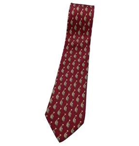 HERMÈS Men's 100% Silk Necktie LUXURY Tie 7343 EA Burgundy Pelican W:3.5" EUC - Picture 1 of 5