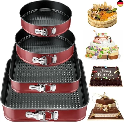 FAMKEEP Springform Kuchenform Set 4 Stück Kuchenformen,Abnehmbarer  - Bild 1 von 4
