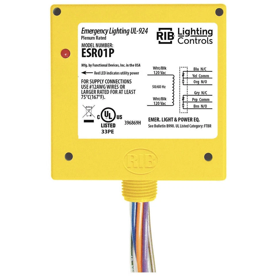 RIB ESR01P EnclosedPre-Wired Relay,120VAC,DPDT,20A 21GP53 - Image 1 of 1