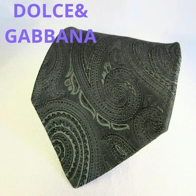 Corbata Dolce & Gabbana Paisley Verde Seda 85 cm Ancho Patrón Floral Usada Foto 1 de 4