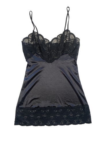 UNDERCOVER Camicia da notte media Victorias Secret etichetta oro? Abito slip lingerie nero elasticizzato