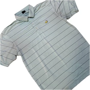 Camisa de golf Dunning para hombre grande azul a rayas logotipo de maestros poliéster spandex - Imagen 1 de 7