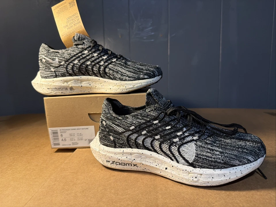 Nike Pegasus Turbo Next Nature DM3414-005 Women’s 6 Black White Running NEW - Image 1 of 4