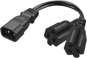 Toptekits C14 to Dual NEMA5-15R Power Plug,IEC 320 C14 Male to 2XNEMA5-15R Sp... - Picture 1 of 7