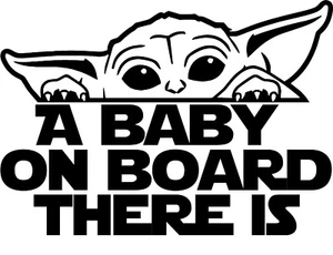 Baby Yoda on Board 4"x6" White Red Blue Yellow Green Silver Black Grey - Picture 1 of 2