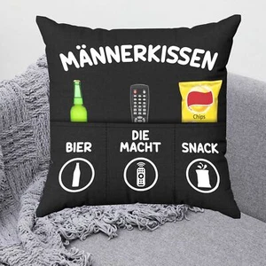Dekokissen Männerkissen Kissen mit 3 Taschen zum selber Befüllen tolles Geschenk - Bild 1 von 8