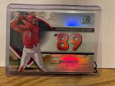 2023 Bowman Chrome Scouts’ Top 100 Zach Neto #BTP-89 Los Angeles Angels - Image 1 of 2