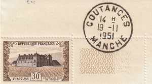 Bloc de 1 timbre Coin daté 1951 Château du Clos de Vougeot - Foto 1 di 2