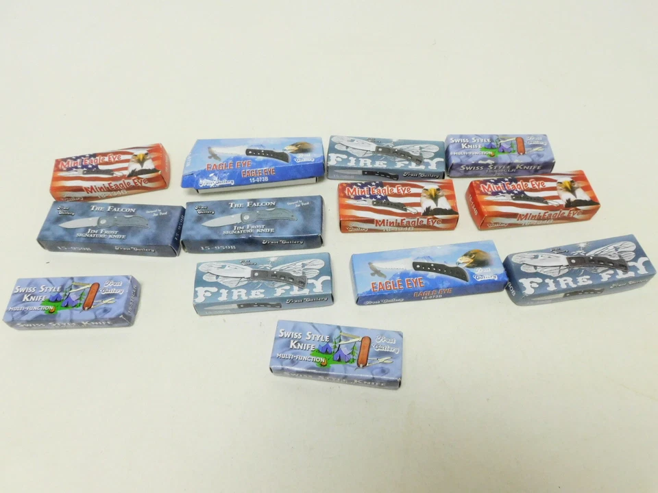 Lot of 13 Mini Eagel Eye/Eagle Eye/ Swiss Style Knife 2.5" Blade Frost Cutlery - Image 1 of 4