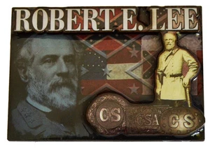 Bürgerkrieg ACW Neu General Robert E Lee 2D farbiger Kühlschrankmagnet Gettysburg CSA - Bild 1 von 2