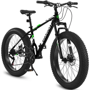 26 Inch Fat Tire Bike, Full Shimano 21 Speed Mountain Bicycle, Dual Disc Brakes - Picture 1 of 11