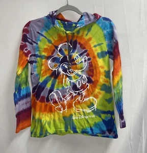 Disney Parks Mickey Mouse Tie Dye Hoodie Long Sleeve Multi-Colored Size Small - Picture 1 of 3