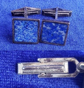 Vintage Sterling Silver Lapis Lazuli Cufflinks 25cf22 - Picture 1 of 1