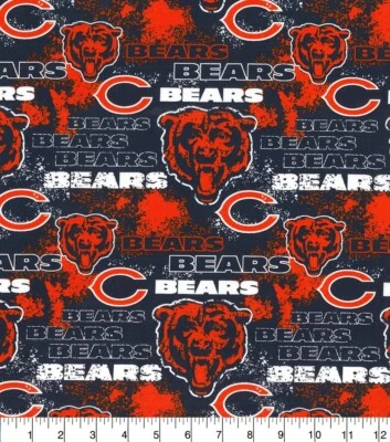 NFL CHICAGO BEARS ASPECTO DESGASTADO 100% ALGODÓN TELA MATERIAL POR 1/2 YARDA Foto 1 de 3