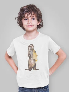 T-Shirt Children short Sleeves White Color, Otter - Picture 1 of 4