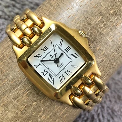 Dugena Women 4003YW Fashion Gold Tone Square Quartz Analog 26mm Watch 6 1/4" - image 1 of 4