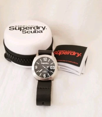 Superdry Reloj Unisex Tono Plateado Acero Inoxidable Correa Cuero Negro Japón Foto 1 de 4