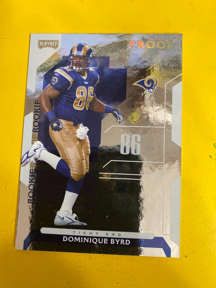 57362 2006 Playoff NFL Playoffs Gold Proof #123 Dominique Byrd RAMS RC #19/100 - Image 1 of 3