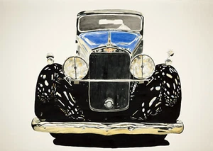 Arte automotriz "Hispano Suiza" 20"X30" firmado, #'d Giclee R Lewis - Imagen 1 de 1