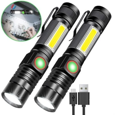 Torcia LED tattica COB lampada torcia ricaricabile USB con magnete con clip - Immagine 1 di 4