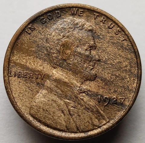 1927 wheat penny woody improper alloy mix beautiful one cent us coin #277 Cover