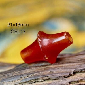 CEL13 ANCIENT AGATE BEAD OF Qing Dynasty. 维多利亚时期 竹节玛瑙勒子 20×13mm ✈️ 🌐 - Picture 1 of 7