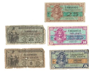 Lot of 5 Military Payment Certificates cents - Imagen 1 de 2