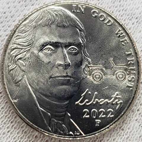 2022 Thomas Jefferson 5C Nickel Vintage Jeep Truck Car Counterstamp Gift Coin! Cover