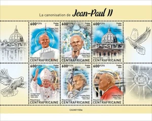 Canonization of Pope John Paul II MNH Stamps 2024 Central African M/S - Picture 1 of 1
