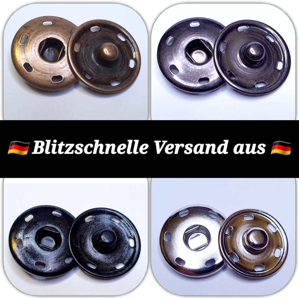 6-10 St, 10,15,20,25, mm Metall Druckknöpfe Druckknopf Metall zum annähen ⭐⭐⭐⭐⭐ - Bild 1 von 4