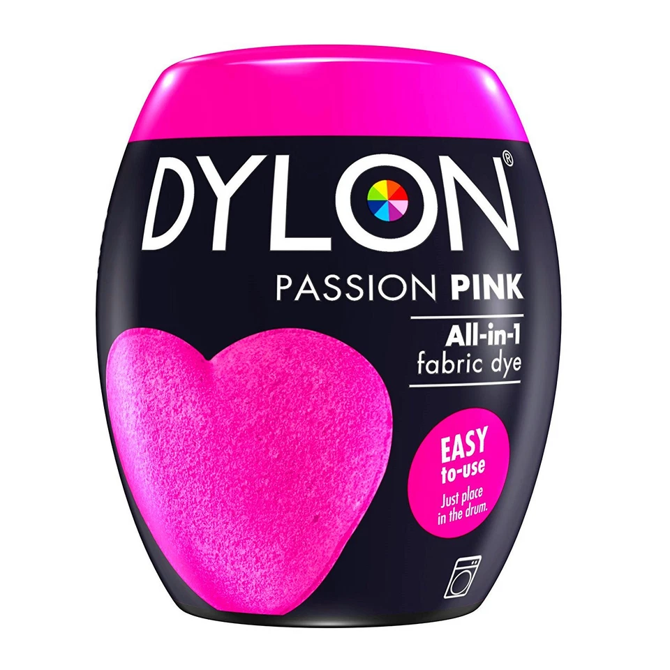 Pintura textil DYLON Passion Pink color y fijador para 600g tela fabric dye rosa