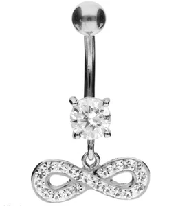 925 ECHT SILBER + Titan *** Bananabell Bauchnabelpiercing Unendlichkeit - Picture 1 of 3