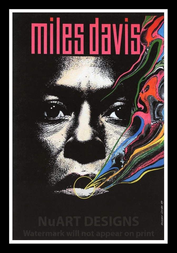 Póster Rock 'n' Roll estilo vintage enmarcado "MILES DAVIS"; 12x18 Foto 1 de 1