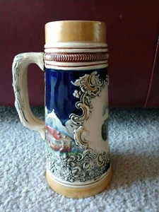 9" Embossed Handled Ceramic Luxembourg Pont Adolphe Original King 5 Stein #700 - Picture 1 of 12
